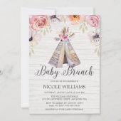 Rustieke Boho Tribal Teepee Meisje Baby Brunch Dou Kaart (Voorkant)