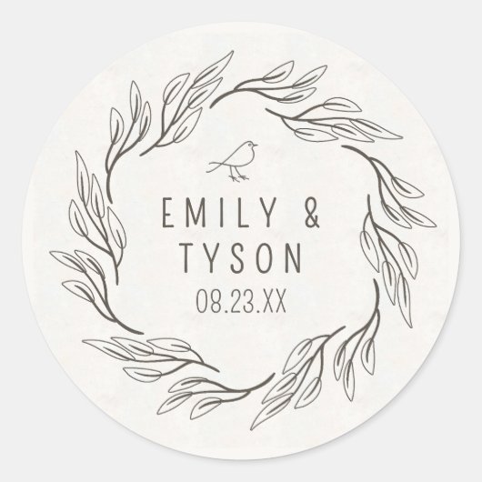 Rustieke Boho Trouw ID1109 Ronde Sticker (Voorkant)