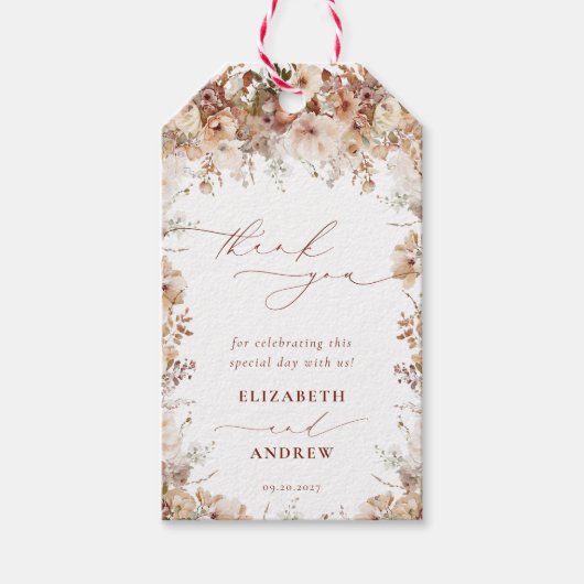 Rustieke Boho tuin bloemen bruiloft dank u Cadeaulabel (Voorkant)