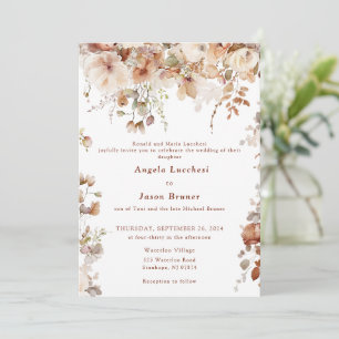 Rustieke Boho Tuin Bloemen Huwelijk QR Code Invita Kaart
