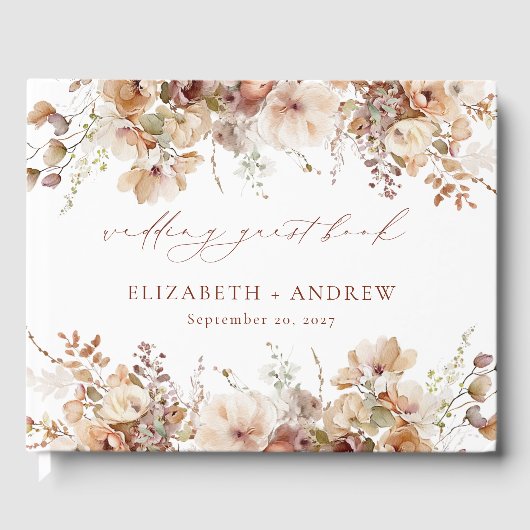 Rustieke Boho Tuin Bloemen Trouwen Gastenboek (Voorkant)