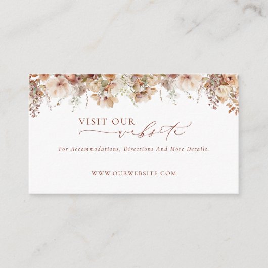 Rustieke Boho Tuin Bloemen Trouwwebsite Informatiekaartje (Voorkant)