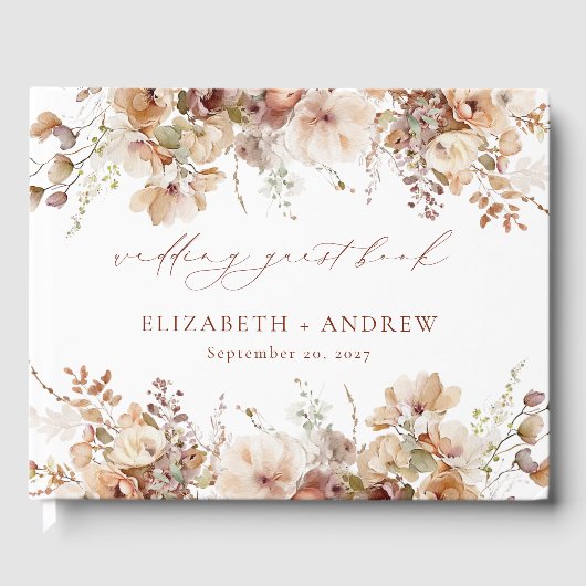Rustieke Boho Tuinbloemen Bruiloft Gastenboek (Voorkant)