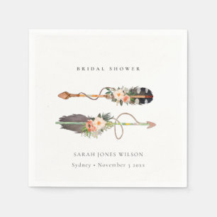 Rustieke Boho Veer Bloemige Pijl Bruidsdouche  Servet