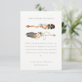 Rustieke Boho Veer Bloemige Pijl Trouwdetails Informatiekaartje (Staand voorkant)
