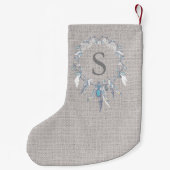 Rustieke Boho Veer Krans Monogram Kleine Kerstsok (Achterkant)