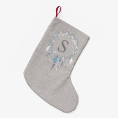 Rustieke Boho Veer Krans Monogram Kleine Kerstsok (Voorkant (Hangend))