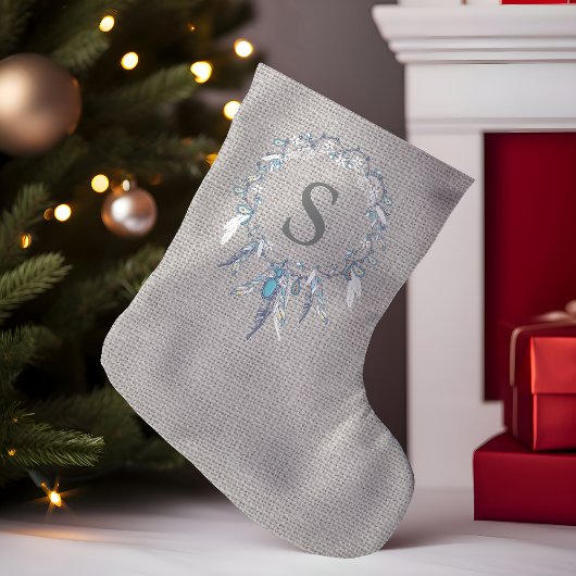 Rustieke Boho Veer Krans Monogram Kleine Kerstsok