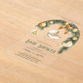 Rustieke Boho wandelwagen Winter Christmas Baby sh Acryl Uitnodigingen (Laagn)