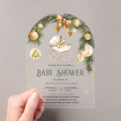 Rustieke Boho wandelwagen Winter Christmas Baby sh Acryl Uitnodigingen (Insitu (Draagbaar))