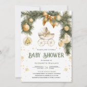 Rustieke Boho wandelwagen Winter Christmas Baby sh Kaart (Voorkant)
