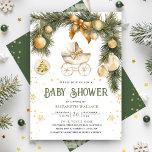 Rustieke Boho wandelwagen Winter Christmas Baby sh Kaart<br><div class="desc">Verras uw gasten met deze elegante baby shower-uitnodiging met prachtige kerstversieringen op een dennentak en een schattig klein babymeisjesjurkje met QR-code voor cadeauregister aan de achterkant van de kaart. Voeg eenvoudig uw evenementgegevens toe aan deze gebruiksvriendelijke sjabloon om er een unieke uitnodiging van te maken.</div>
