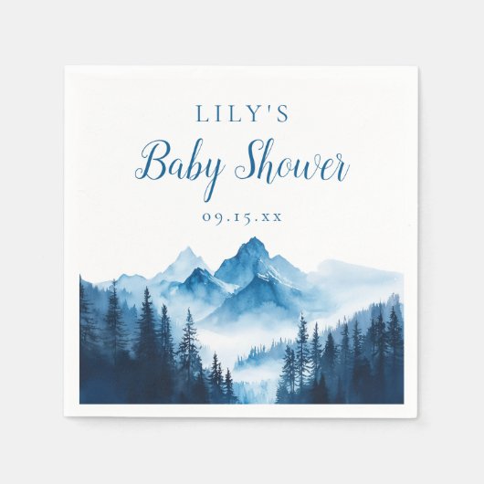 Rustieke Boho Waterverf Bergen Baby Shower Servet (Voorkant)