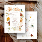 Rustieke Boho Waterverf Bloem Bruiloft Uitnodiging