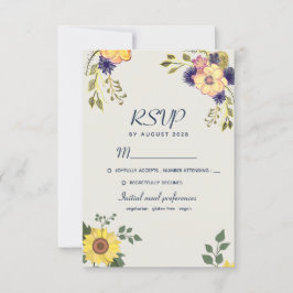 Rustieke Boho Waterverf Bloemen Bruiloft RSVP Kaartje