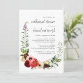 Rustieke Boho Waterverf Bloemen repetitie diner Kaart (Staand voorkant)