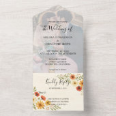 Rustieke boho waterverf bloemenfoto bruiloft all in one uitnodiging (Binnen)