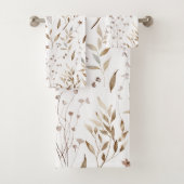 Rustieke Boho Waterverf Bruine Herfst Floral Botan Bad Handdoek (Insitu)