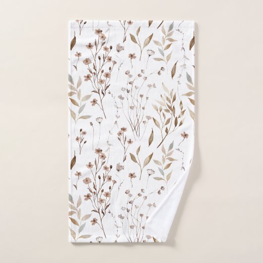Rustieke Boho Waterverf Bruine Herfst Floral Botan Bad Handdoek (Handdoek)