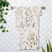 Rustieke Boho Waterverf Bruine Herfst Floral Botan Bad Handdoek