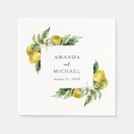 Rustieke Boho Waterverf Citrusvruchten Bruiloft Servet