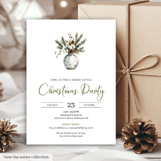 Rustieke Boho Waterverf Dennen Krans Kerstfeest Kaart