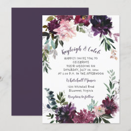 Rustieke Boho Waterverf Floral krans bruiloft Kaart