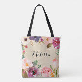 Rustieke Boho Waterverf Flowers Bruid Squad Tote Bag (Achterkant)