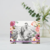 Rustieke Boho Waterverf Flowers Foto Save the Date Aankondigingskaart (Staand voorkant)