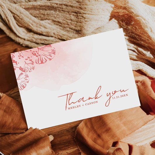 Rustieke Boho Waterverf Foliage Terracotta bruilof Bedankkaart