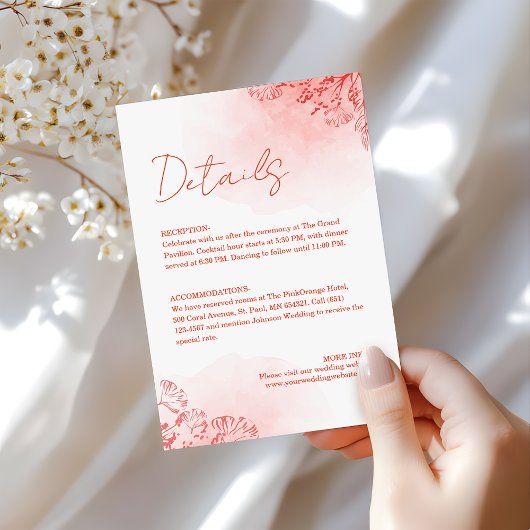 Rustieke Boho Waterverf Foliage Terracotta bruilof Informatiekaartje