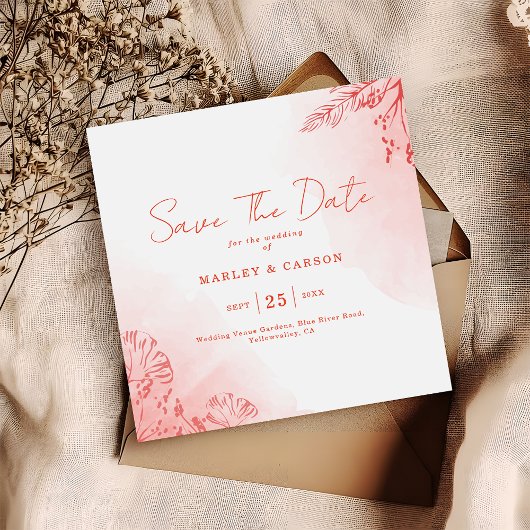 Rustieke Boho Waterverf Foliage Terracotta bruilof Save The Date