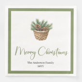 Rustieke Boho Waterverf Kerstboom Festive Servet (Voorkant)