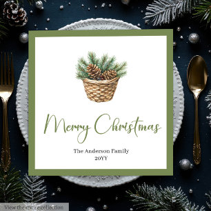 Rustieke Boho Waterverf Kerstboom Festive Servet