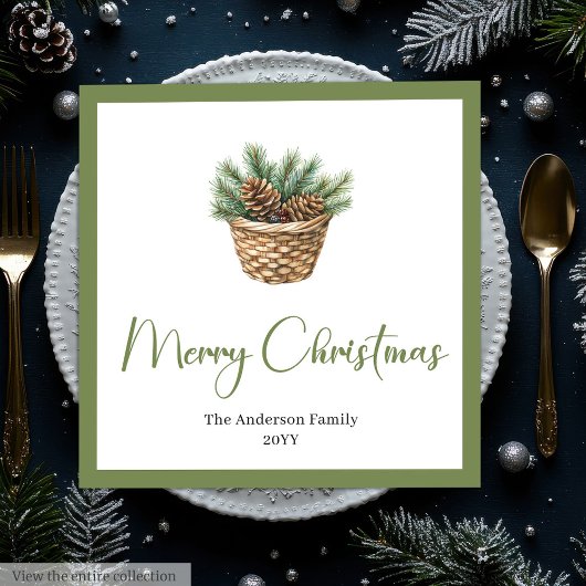 Rustieke Boho Waterverf Kerstboom Festive Servet
