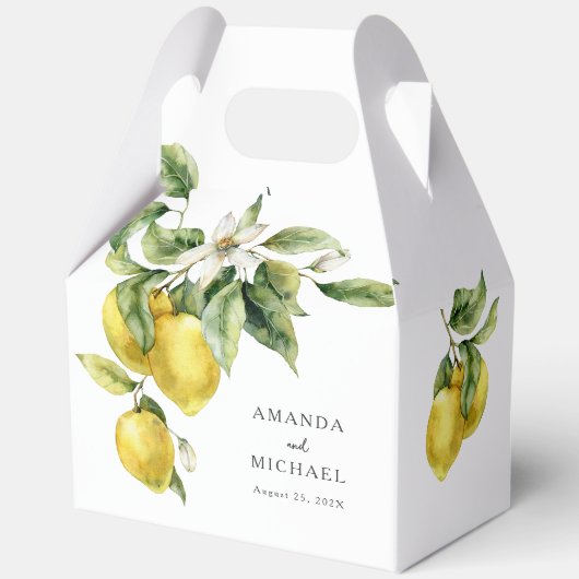 Rustieke Boho Waterverf Lemons bruiloft Bedankdoosjes (Voorkant)