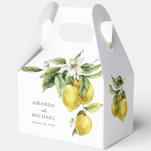 Rustieke Boho Waterverf Lemons bruiloft Bedankdoosjes (Achterkant)