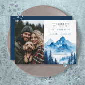 Rustieke Boho Waterverf Mountain Photo Wedding Save The Date