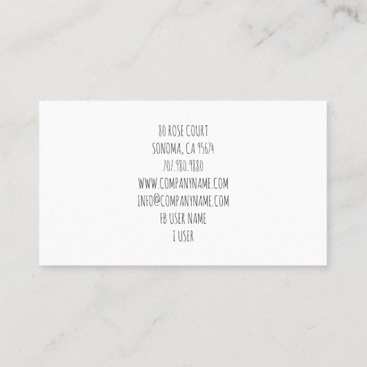 Rustieke Boho Waterverf Potted Planten Visitekaartje (Achterkant)