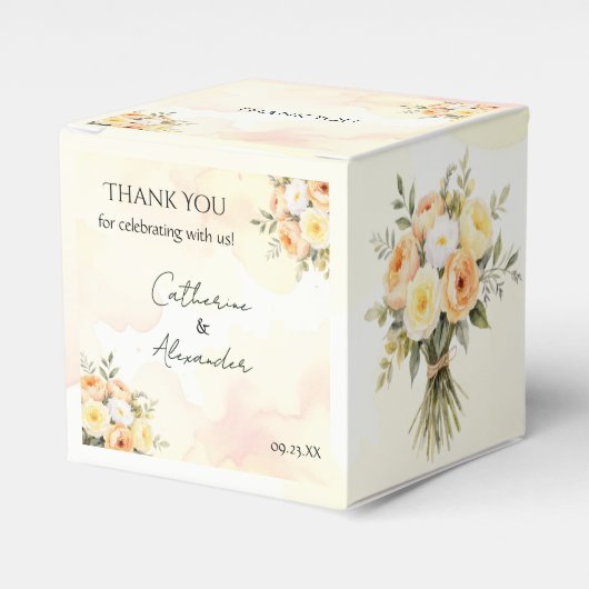 Rustieke Boho Waterverf Rozen bruiloft Dank u Bedankdoosjes (Voorkant Zijde)