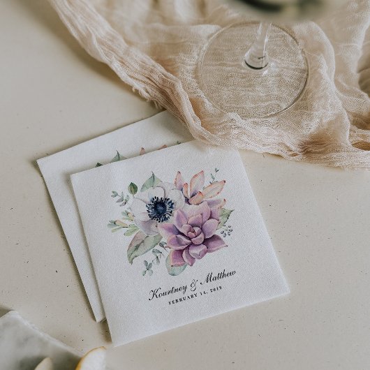 Rustieke Boho Waterverf Succulente Bloemen Servetten