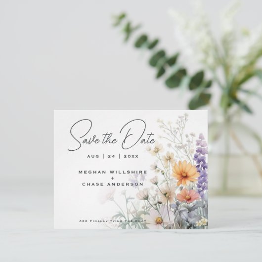 Rustieke Boho Waterverf Wildbloemen Kaart (Staand voorkant)