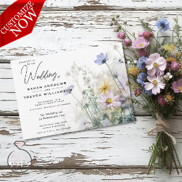 Rustieke Boho Waterverf Wilde Bloemen Kaart