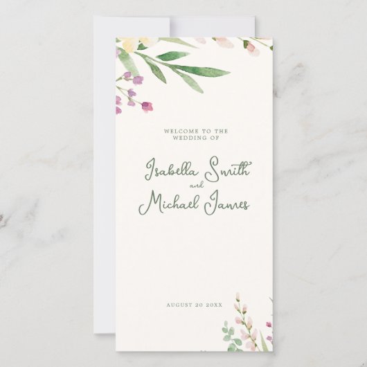 Rustieke Boho Waterverf Wildflowers Wedding (Voorkant)