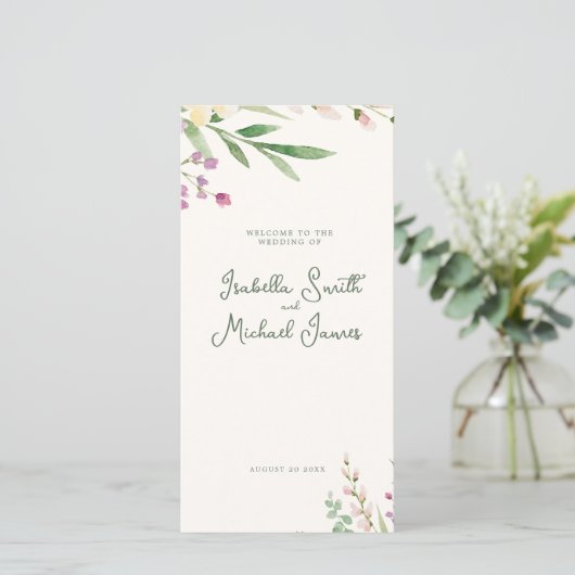Rustieke Boho Waterverf Wildflowers Wedding (Staand voorkant)