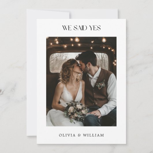 Rustieke Boho We Said Yes Budget Bruiloft Foto Aankondiging (Voorkant)