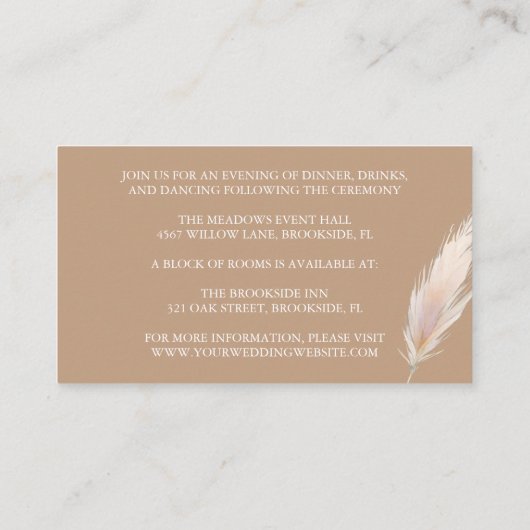 Rustieke Boho Wedding Details Enclosure Kaart (Achterkant)