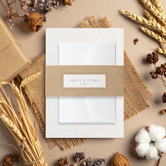 Rustieke Boho Wedding Kraft Paper ID1109 Uitnodigingen Wikkel