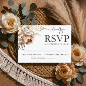Rustieke Boho Wedding RSVP Kaart met Pampas & Peon