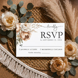 Rustieke Boho Wedding RSVP Kaart met Pampas & Peon